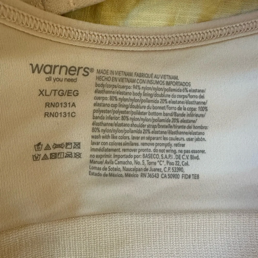 Warner's Cream Wireless Bra Seamless Comfort XL NEW